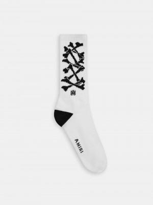 Amiri Bones Stacked Socks Çorap Erkek Beyaz Siyah | ZYX783621