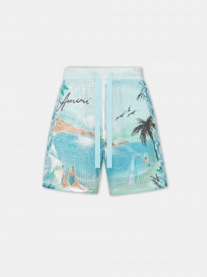 Amiri Paradise Crochet Short Şort Erkek Cerulean | PUQ672380