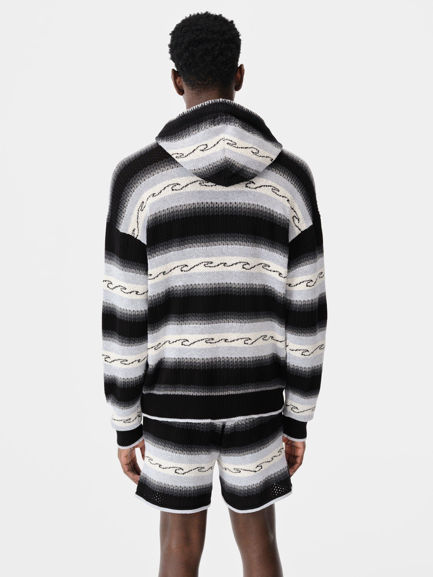 Amiri Amri Wave Baja Stripe Hoodie Triko Erkek Siyah | MPH156038