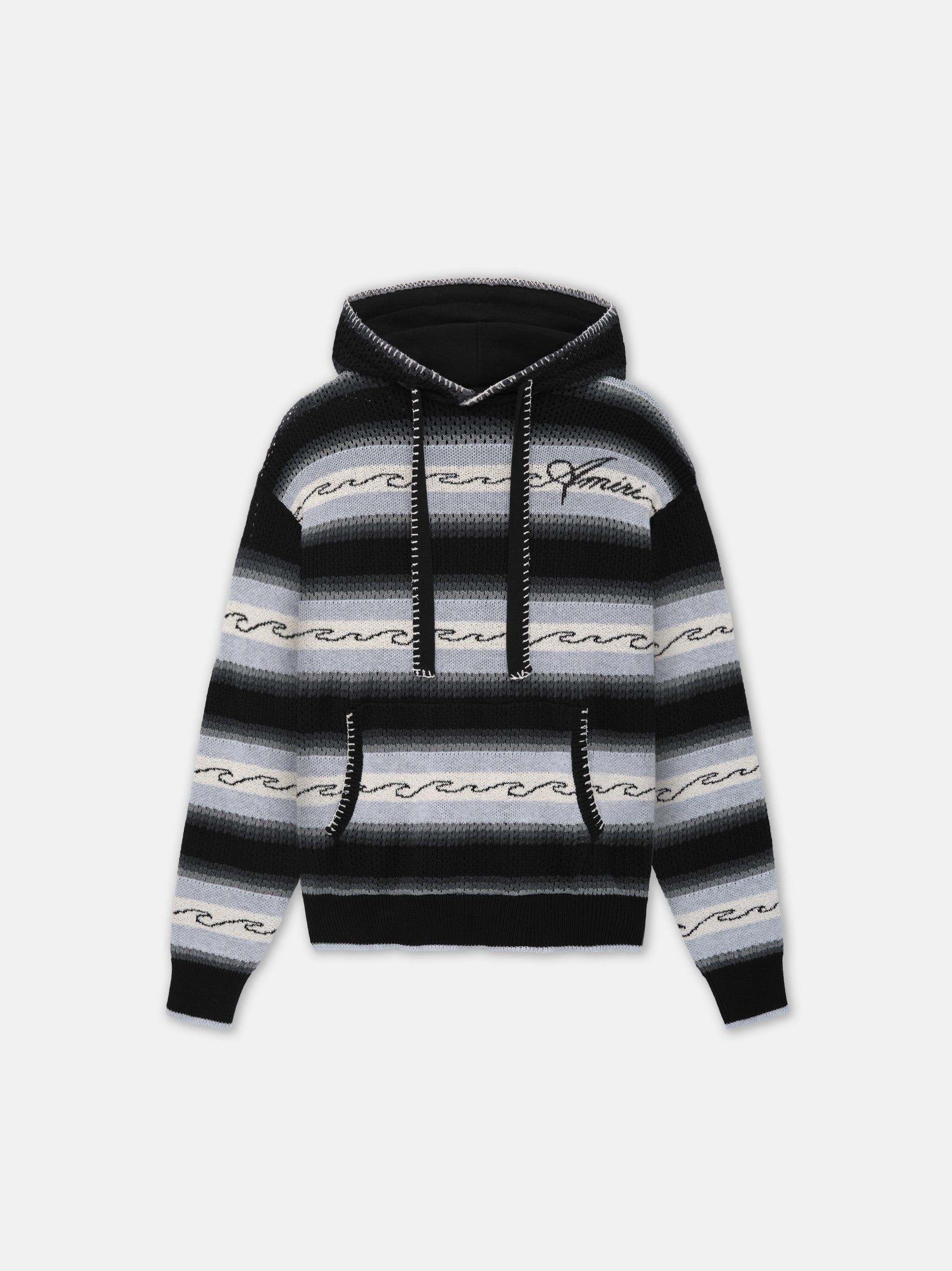 Amiri Amri Wave Baja Stripe Hoodie Triko Erkek Siyah | MPH156038