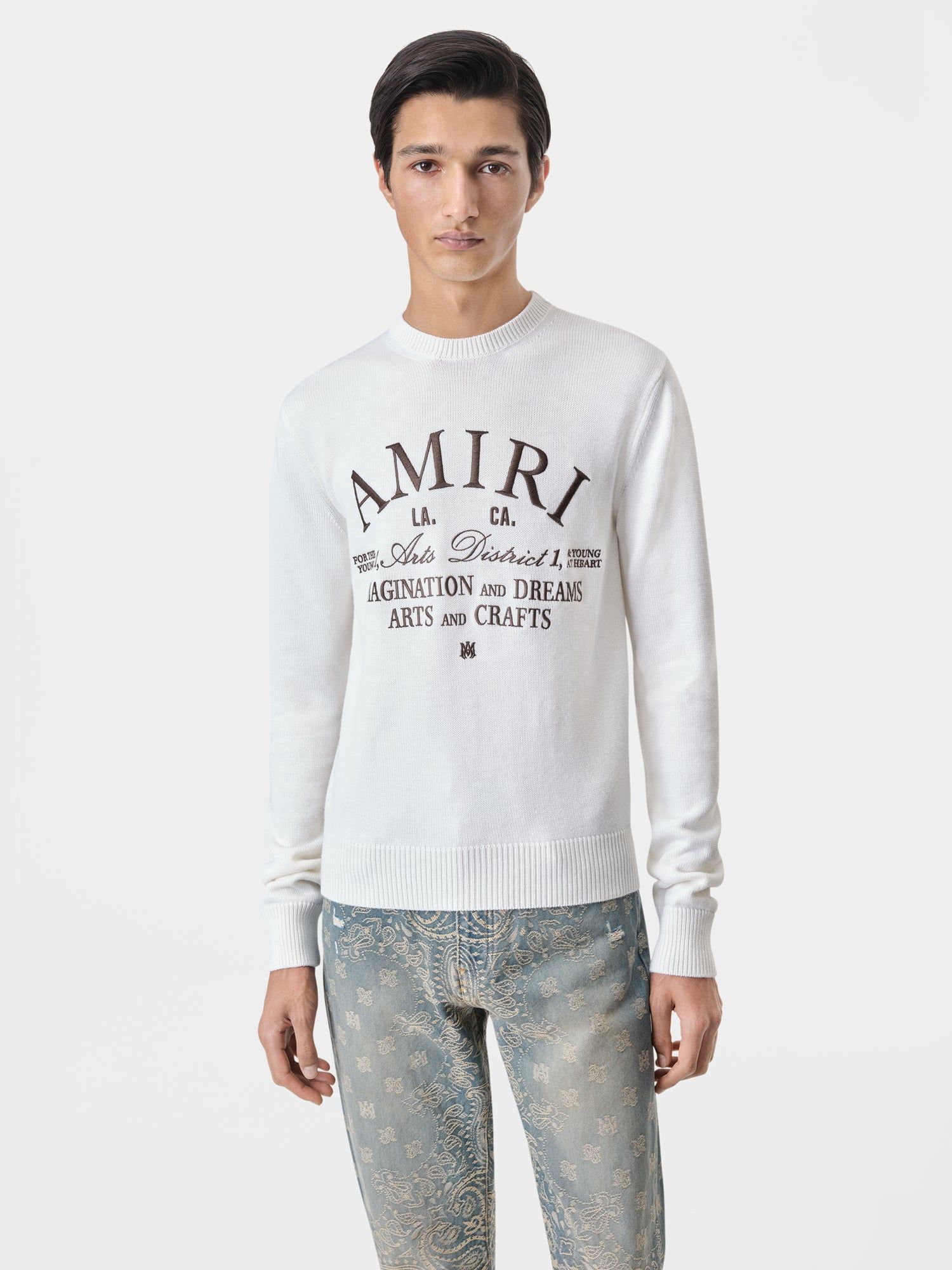 Amiri Arts District Crewneck Triko Erkek Alabaster | IYW760954