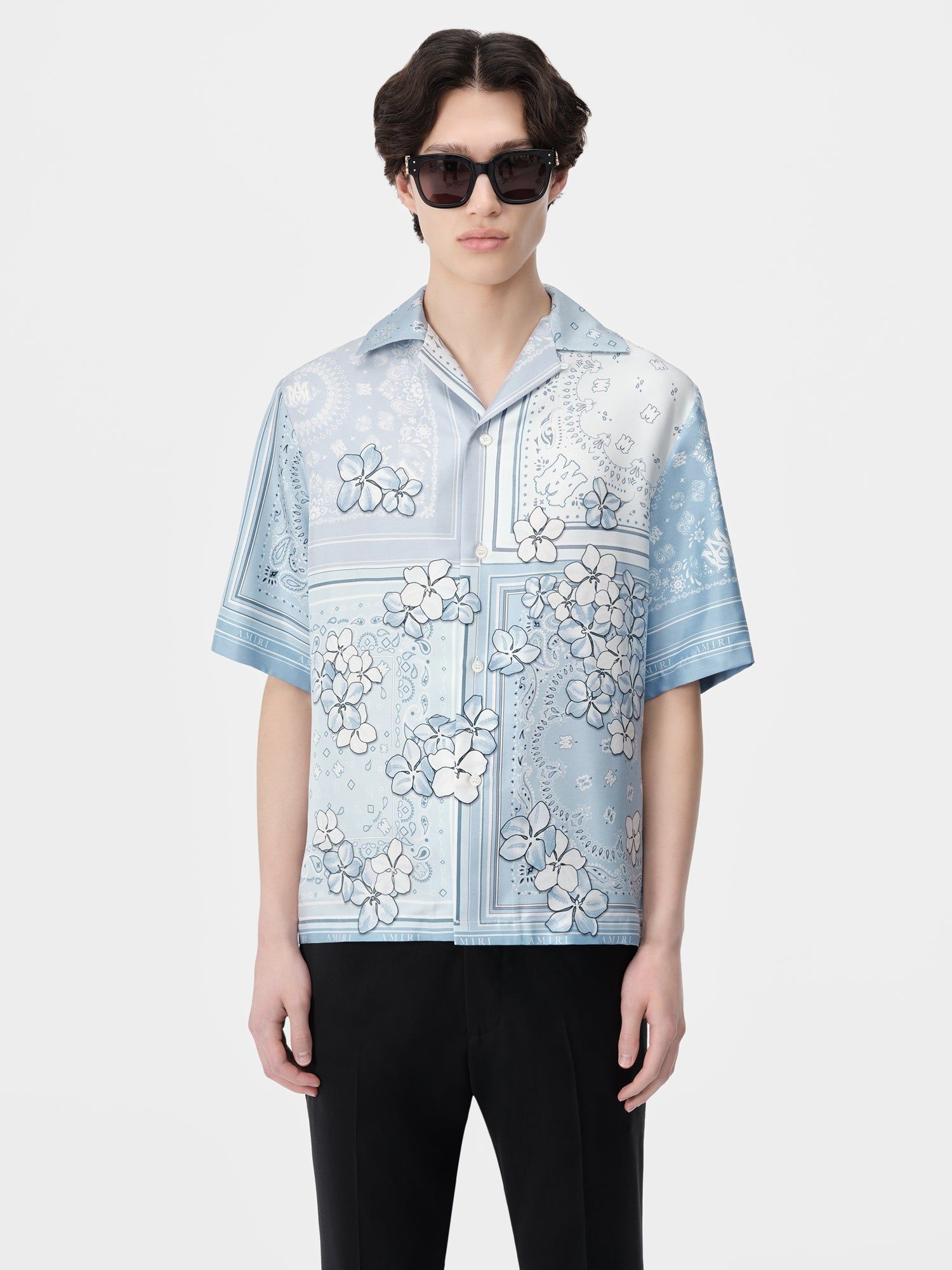 Amiri Bandana Floral Bowling Shirt Gömlek Erkek Cerulean | ZQM921537