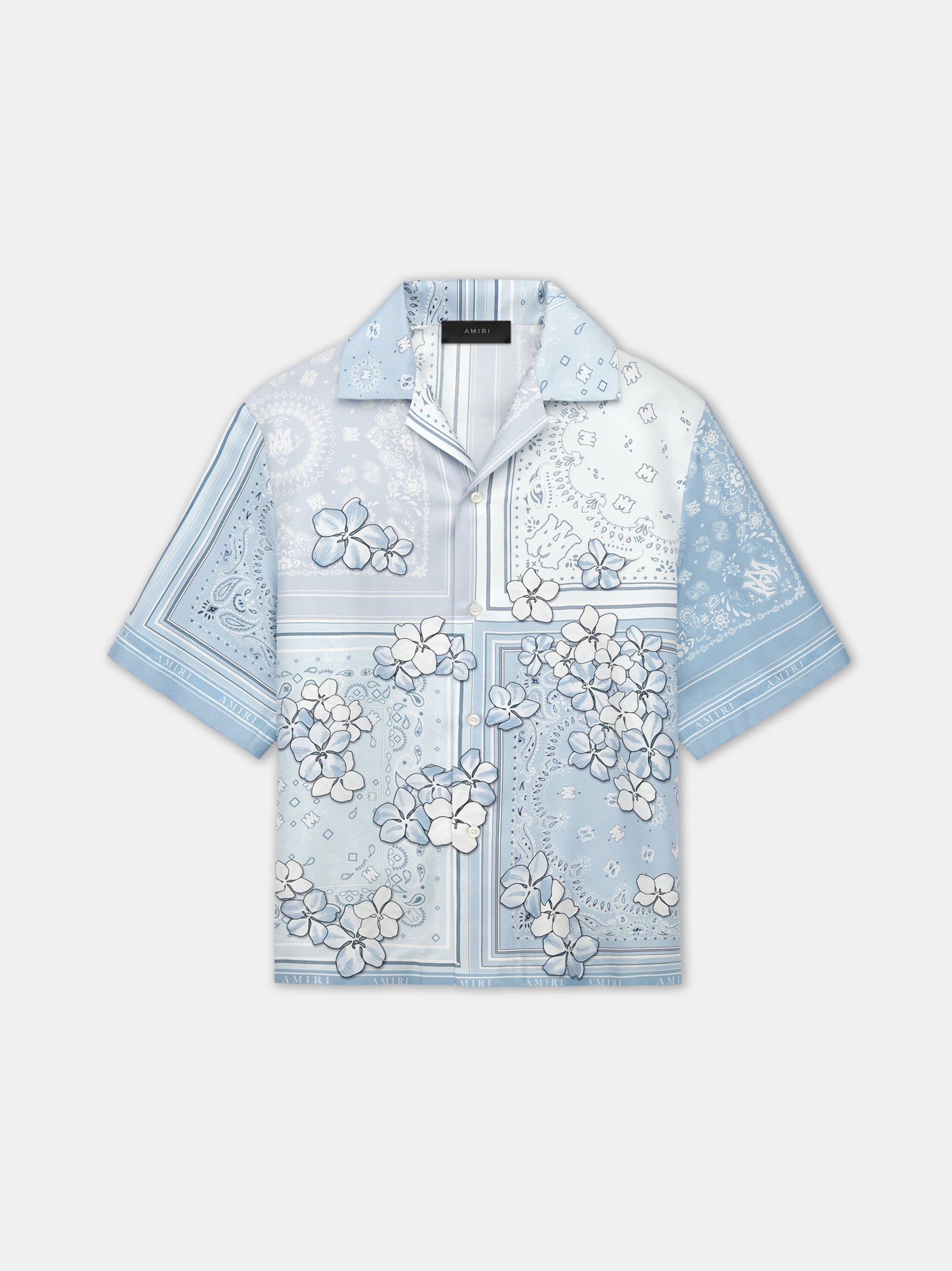 Amiri Bandana Floral Bowling Shirt Gömlek Erkek Cerulean | ZQM921537