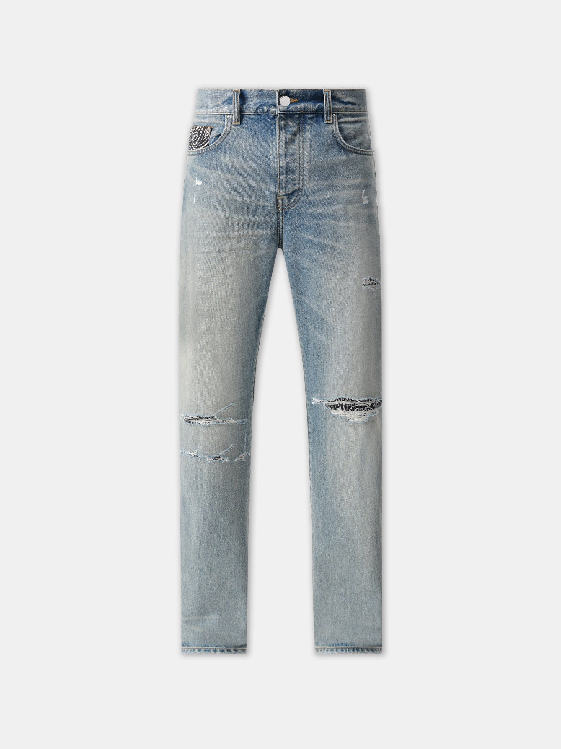 Amiri Bandana Repair Straight Jean Denim Erkek Indigo | ORL691280