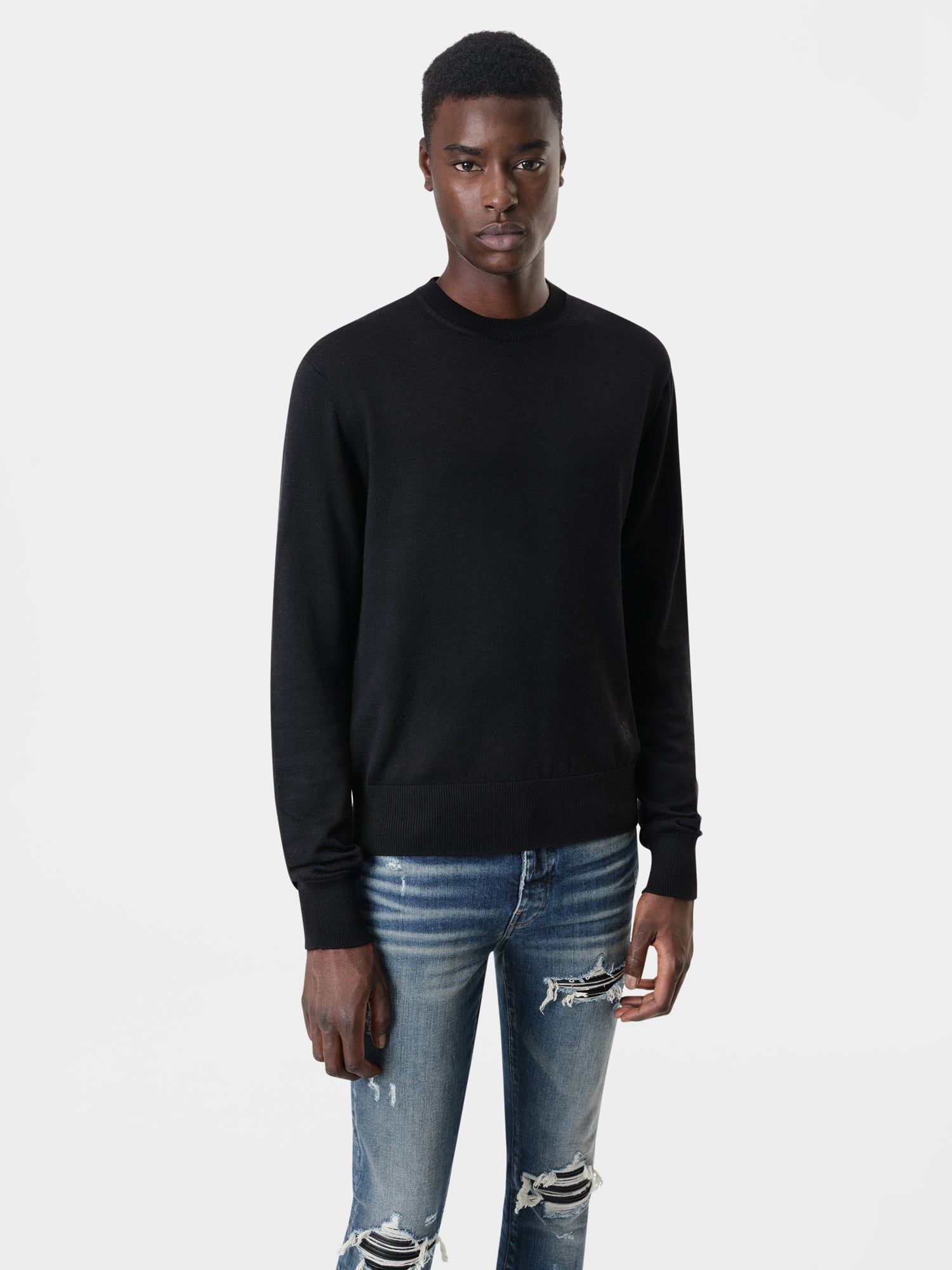 Amiri Long Sleeve Crew-black Triko Erkek Siyah | GBI150673