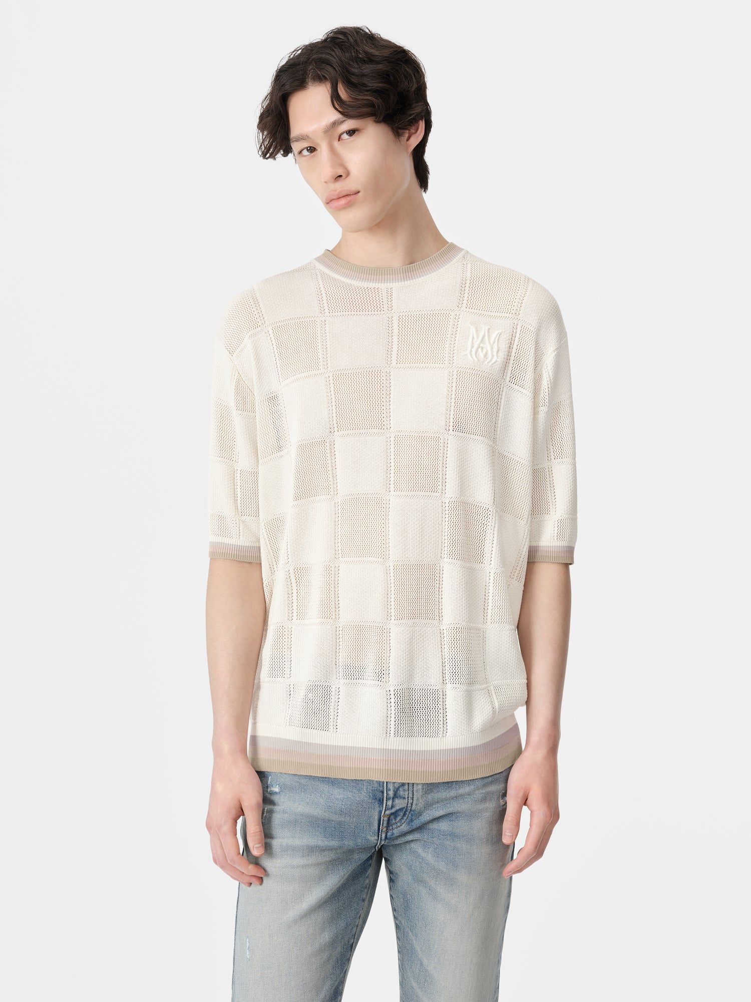 Amiri Ma Checkered Tee Triko Erkek Birch | PFU072183