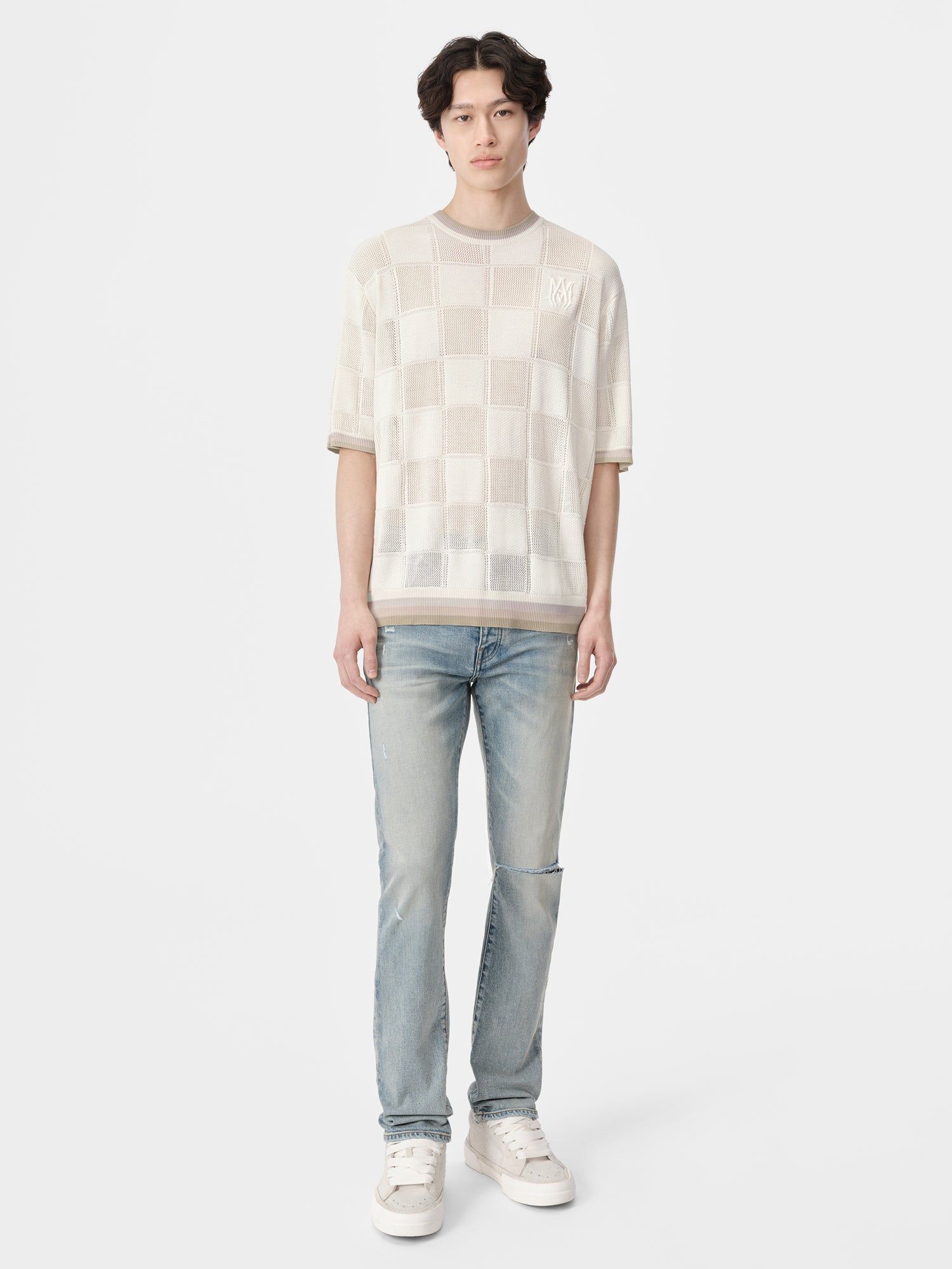 Amiri Ma Checkered Tee Triko Erkek Birch | PFU072183