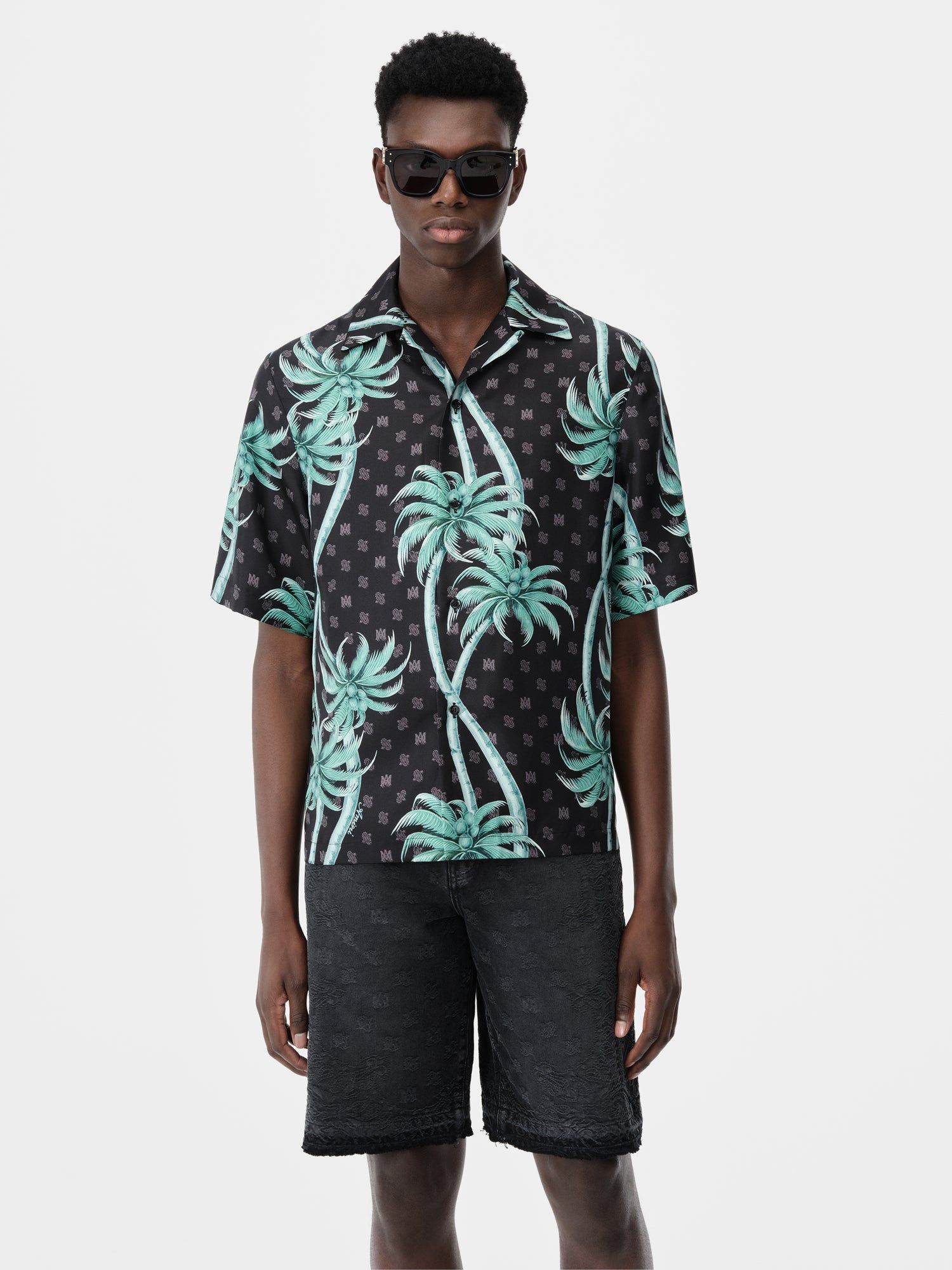 Amiri Palm Bowling Shirt Gömlek Erkek Siyah | RPF691758