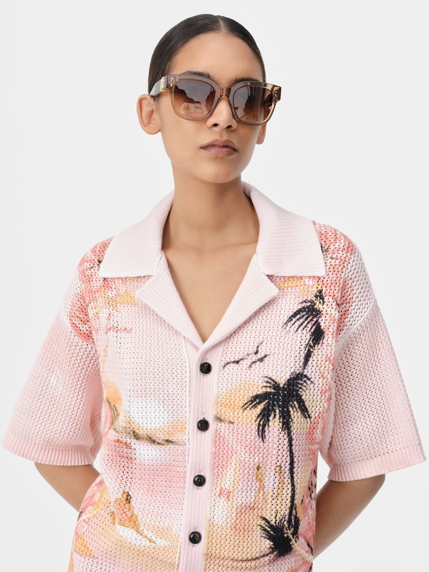 Amiri Paradise Crochet Polo Triko Kadın Rosewater | UAR039685