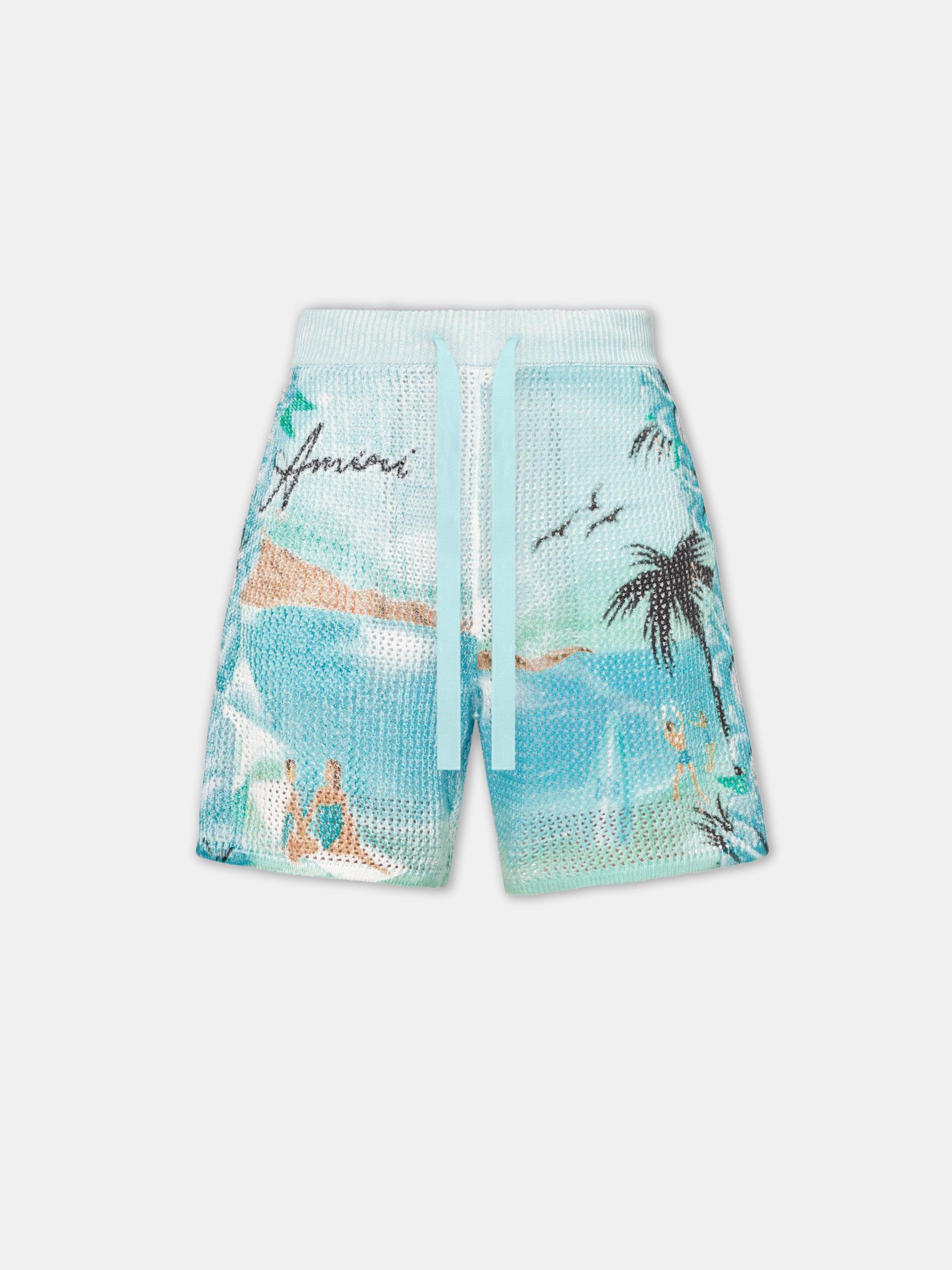 Amiri Paradise Crochet Short Triko Erkek Cerulean | TWO461895