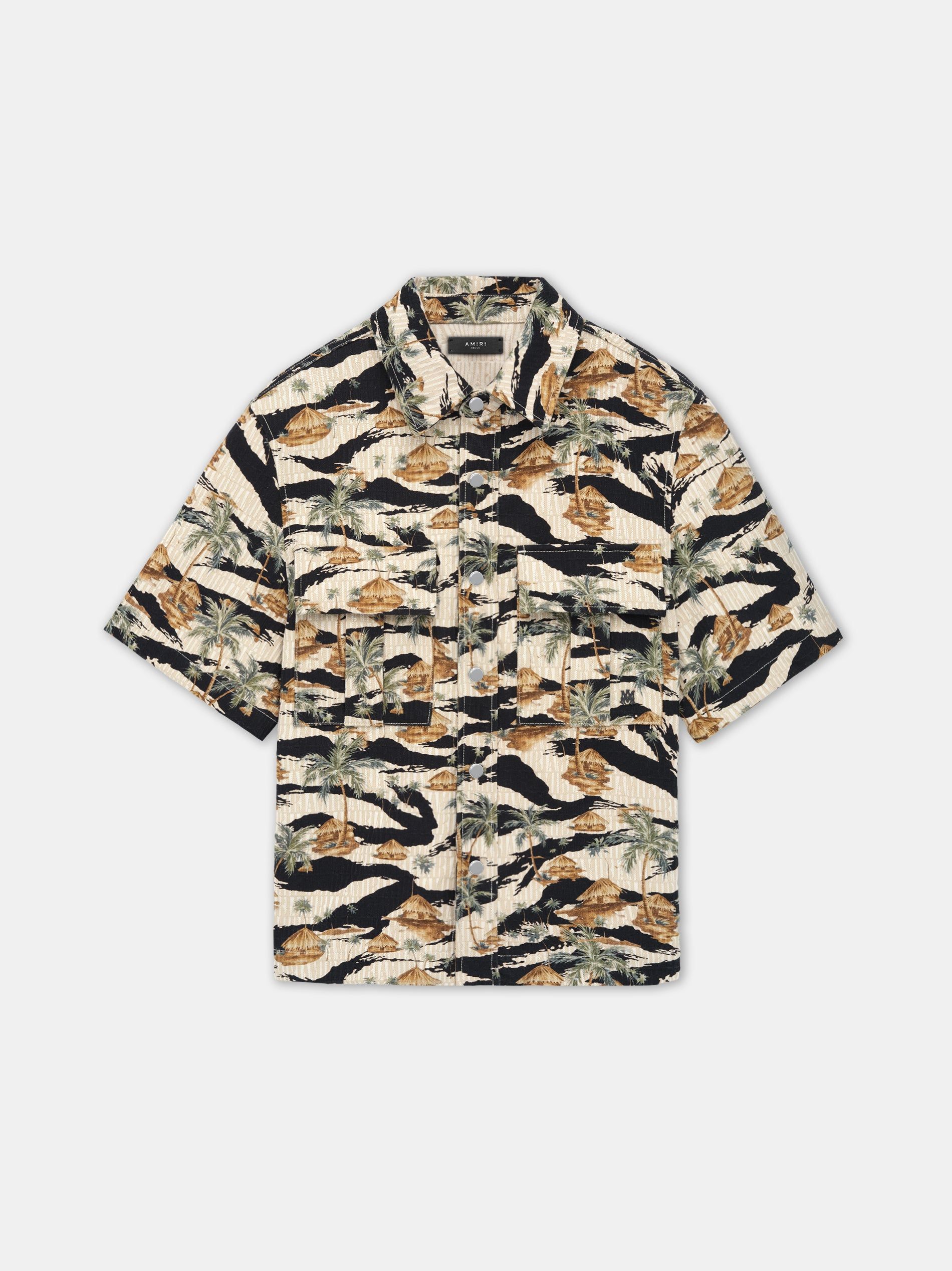 Amiri Repeat Palm Camp Shirt Denim Erkek Mojave Desert | IMW397420