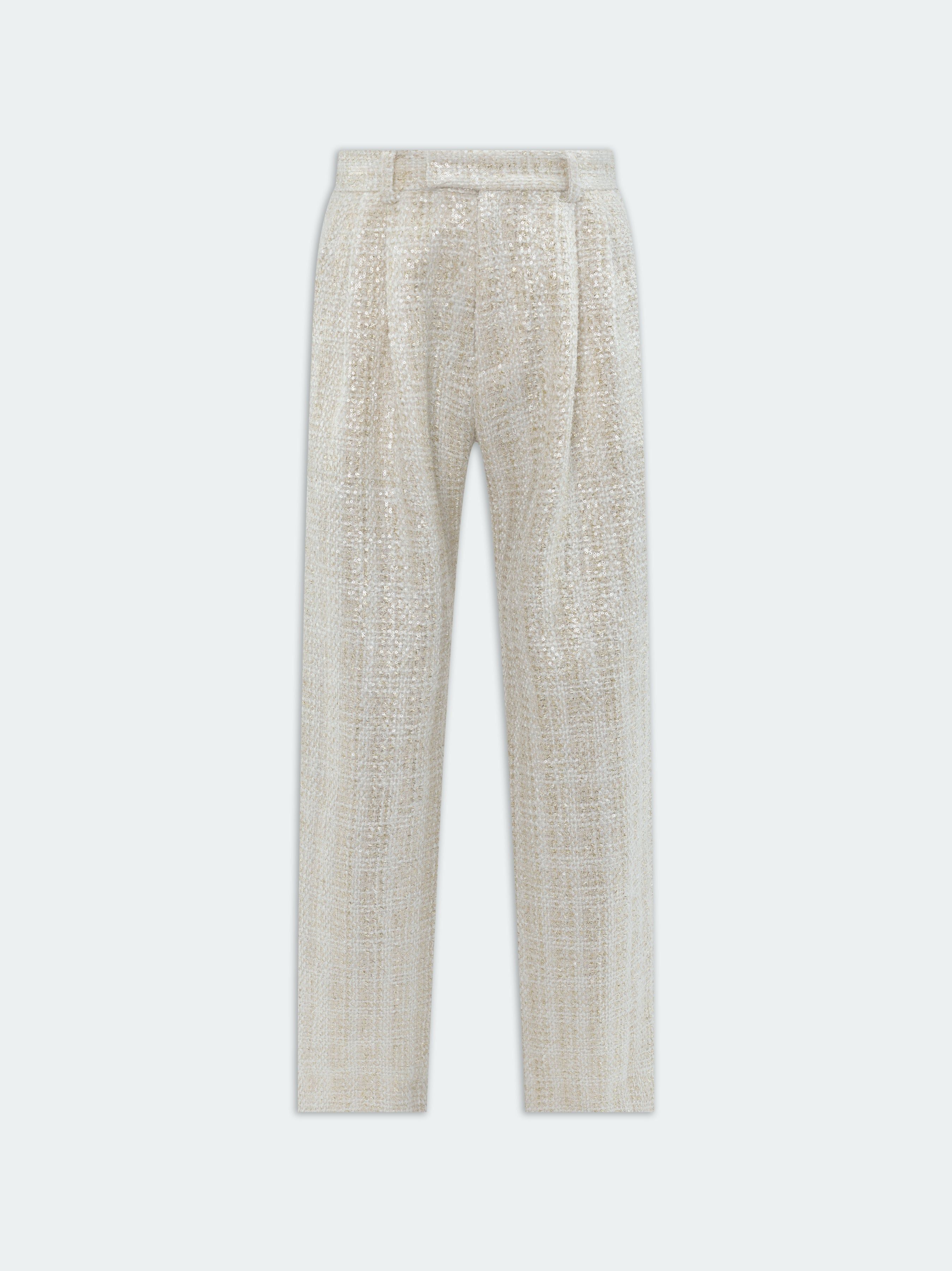 Amiri Sequin Boucle Double Pleated Pant Pantolon Erkek Alabaster | DVA539410