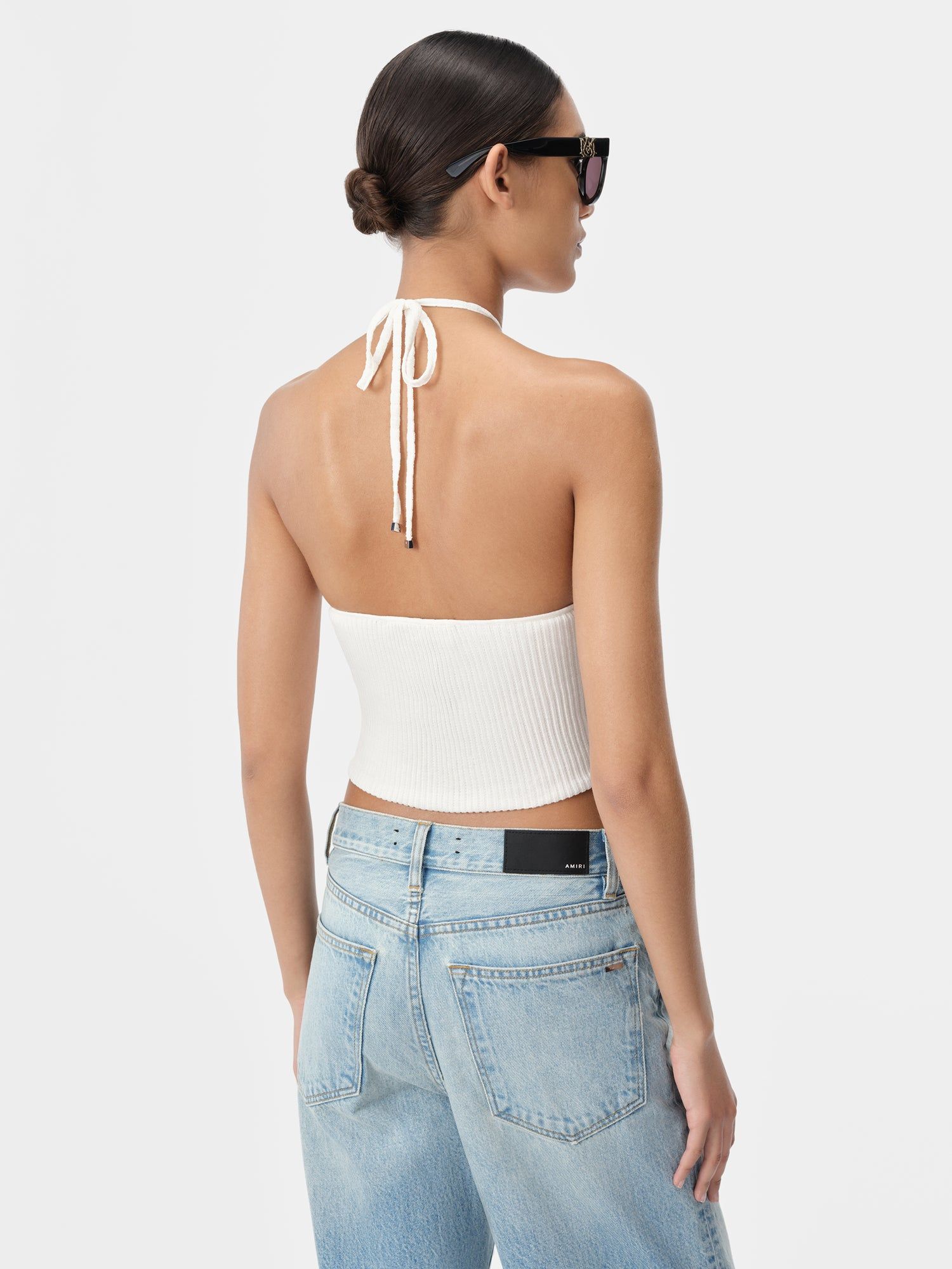 Amiri Stacked Halter Top Triko Kadın Alabaster | QTN549387