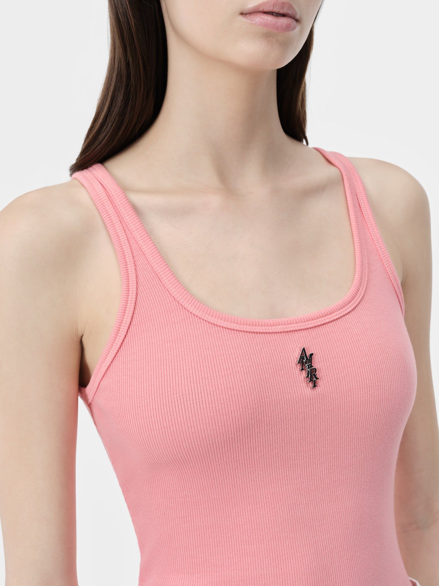 Amiri Stacked Ribbed Tank Tişört Kadın Pembe | EGT638247