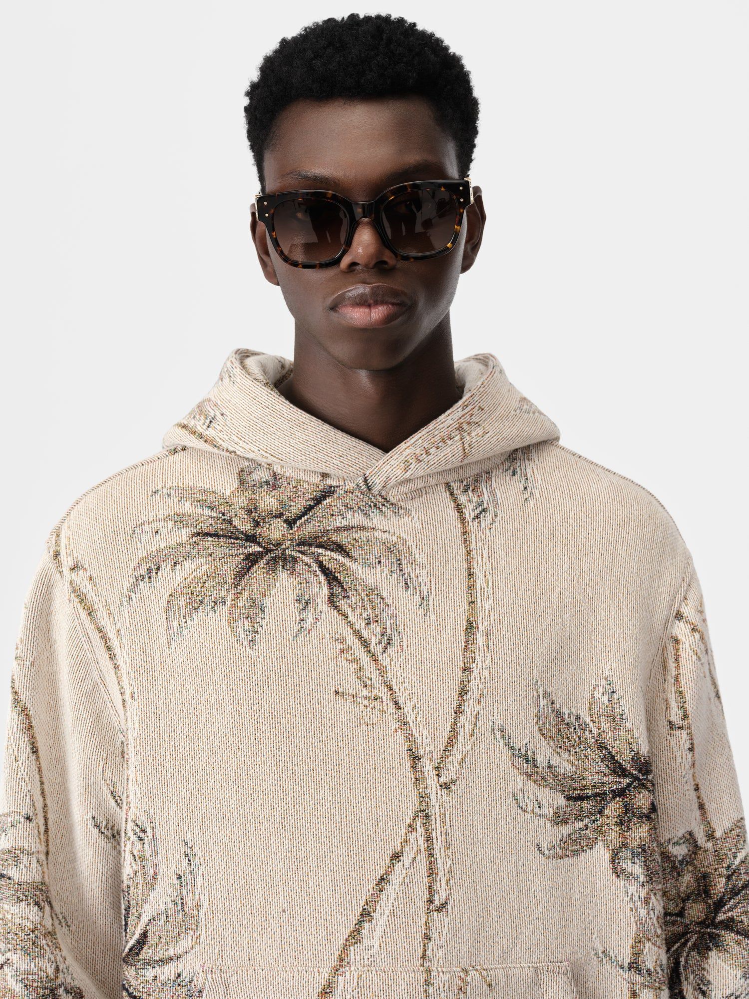 Amiri Twisted Palms Tapestry Hoodie Gömlek Erkek Alabaster | SOZ501246