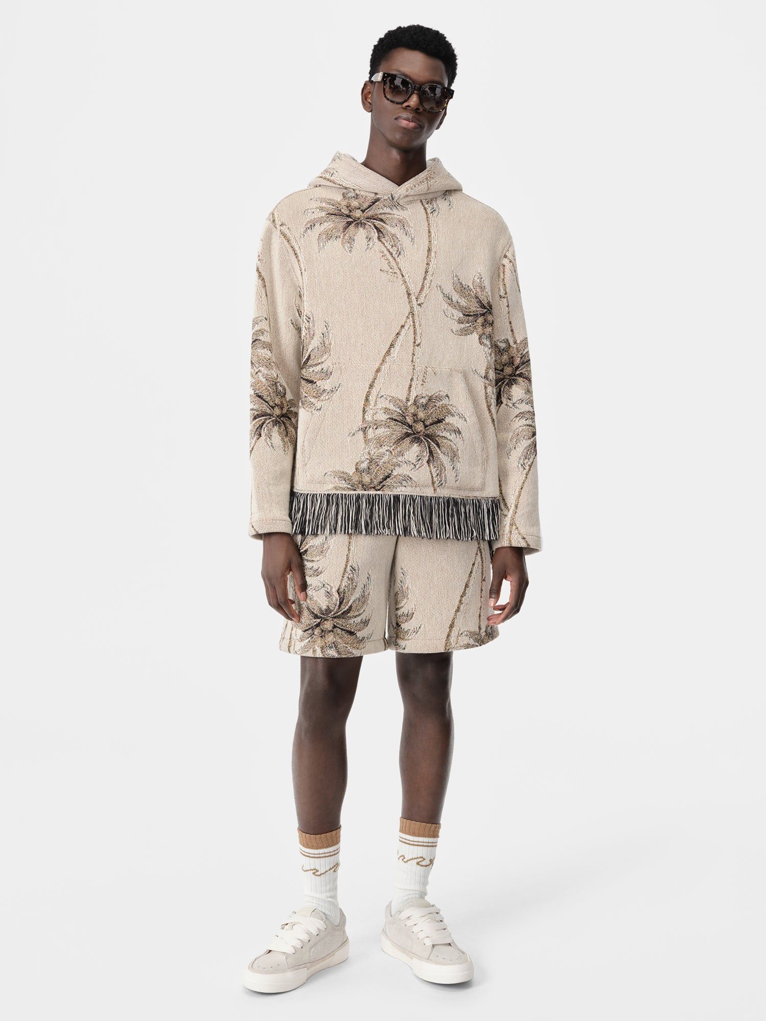 Amiri Twisted Palms Tapestry Hoodie Gömlek Erkek Alabaster | SOZ501246