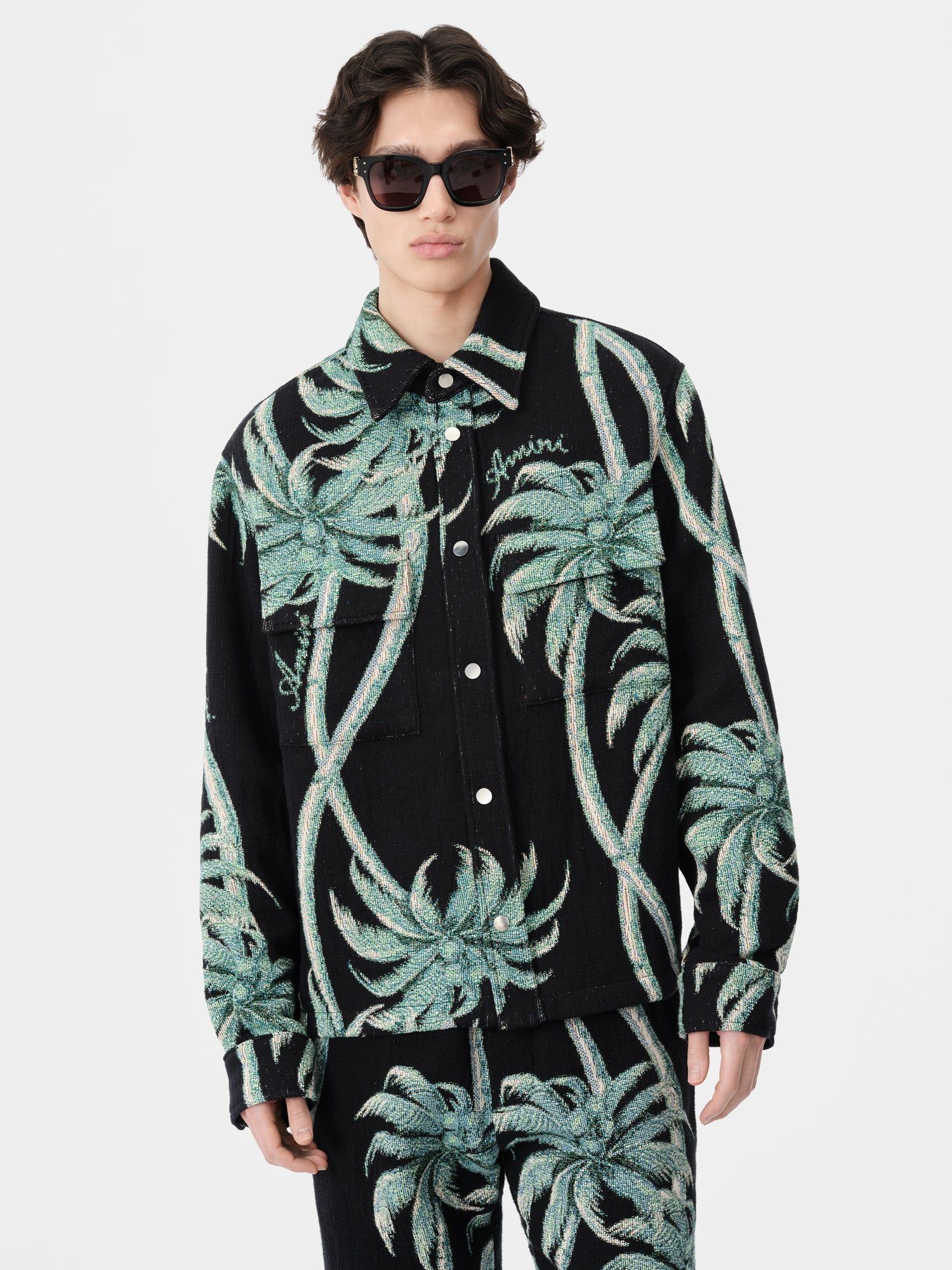 Amiri Twisted Palms Tapestry Overshirt Gömlek Erkek Siyah | IOA137596