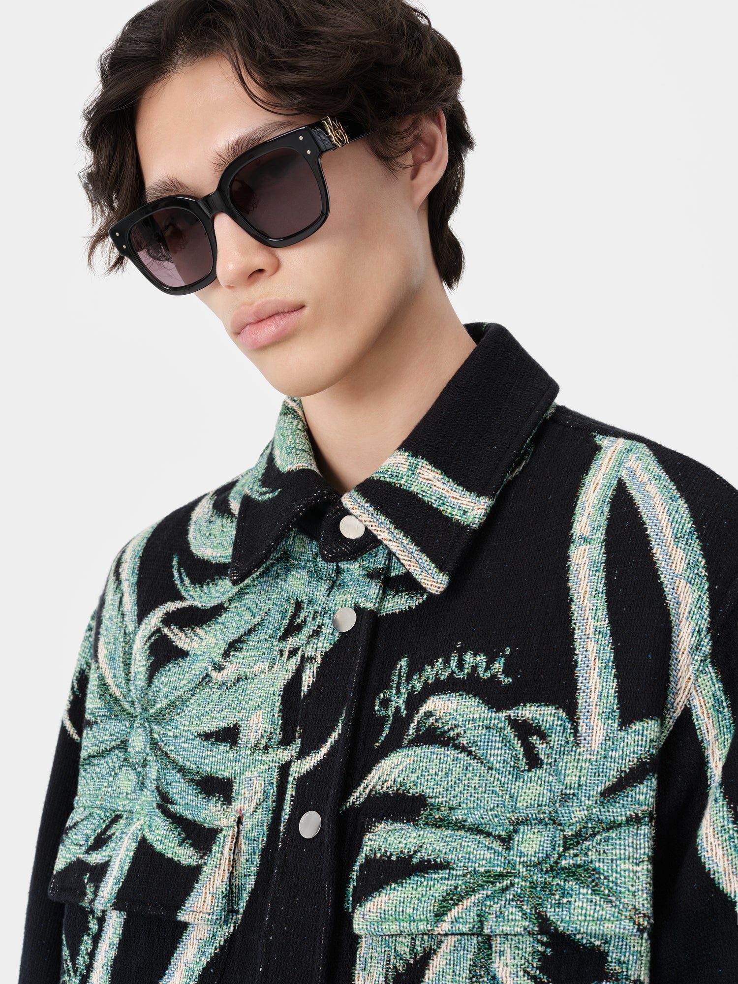 Amiri Twisted Palms Tapestry Overshirt Gömlek Erkek Siyah | IOA137596